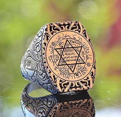 KAMBO Anillo de David de Estrella, anillo de Cabalá, de plata de ley 925, de sello del rey Salomón, Plata, Sin piedras preciosas