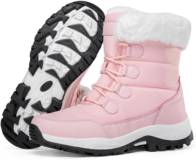 Womens Snow Boots Warm Fur Lined Ankle Booties Hiking Climbing Shoes Lace Up Anti-Slip Waterproof Working Outdoor Backpacking Boots
