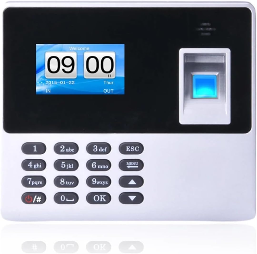 従業員の指紋スキャンによる打刻機の記録 勤務時間の出欠記録機 壁掛け式時計システム シンプルな操作と設定