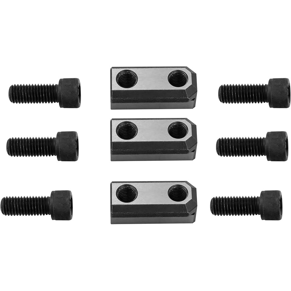 10-calowe nakrętki T, szczęki do uchwytów hydraulicznych, 3 szt., stalowe, hydrauliczne, z sześcioma śrubami M12, obróbki różnych przedmiotów obrabianych (M12)