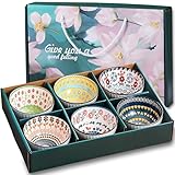 Rice Bowls 10oz, Japanese Style Bowls Set of 6 with Gift Box - Ceramic Bowls for Soup, Dessert, Ice Cream, Snack - Kitchen Gifts for Women Christmas Gift