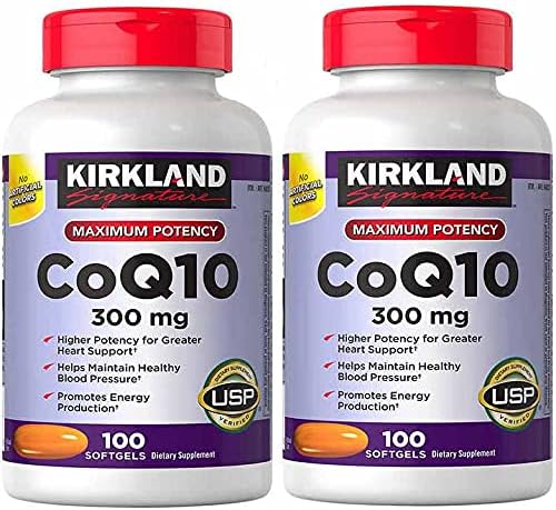 Kirkland Signature Coq10 300mg 100 Softgels-Supplementing with CoQ10 Supports Heart and Antioxidant Health and May Help Support Healthy Aging (Pack of 2)