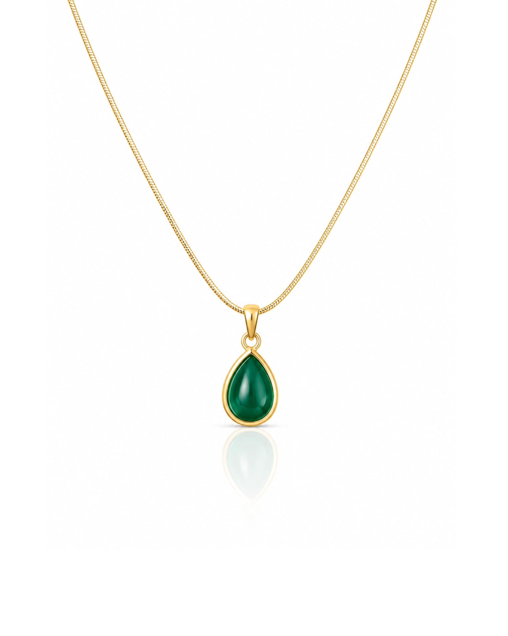 Green Onyx Teardrop Pendant Necklace-image-30