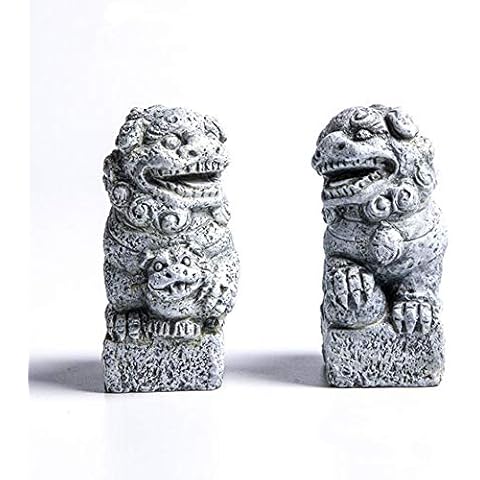 Smoothedo-Pets Fish Tank Decorations Aquarium Decoration Mini/Pair Size Ornaments Accessories Fish Hides Asian Garden FengShui Beast Dog Mini Cover