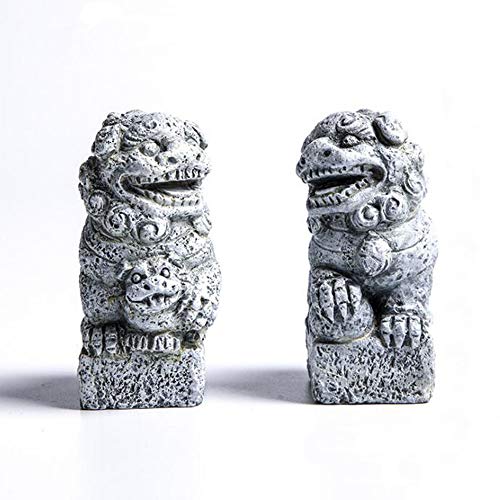 Smoothedo-Pets Fish Tank Decorations Aquarium Decoration Mini/Pair Size Ornaments Accessories Fish Hides Asian Garden FengShui Beast Dog Mini