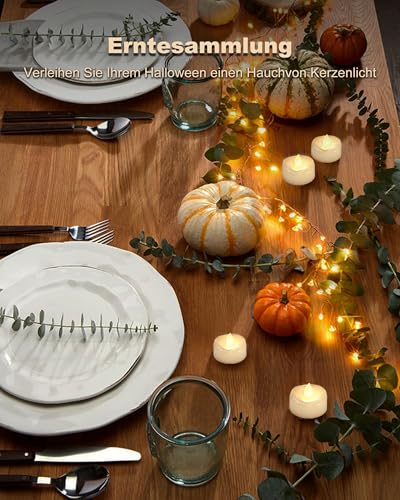 AMAGIC 12er Flimmerfreies LED-Teelichter, Batteriebetriebene Kerzen Für Hochzeit, Weihnachten, Tischdeko, Zuhause,weißer Außenschale