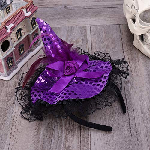 Binaryabc Halloween Witch Hat Headband For Halloween Costume Dress Up Party Supplies(Purple) #TOP5