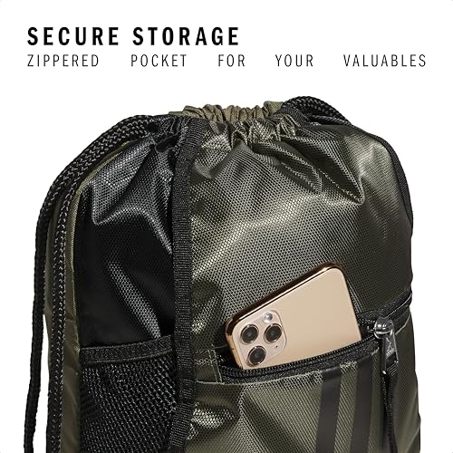 adidas Alliance Sackpack – Drawstring Backpack Small Bag for Men and Women, Olive Strata Green/Black/Silver Metallic/2.0, One Size3