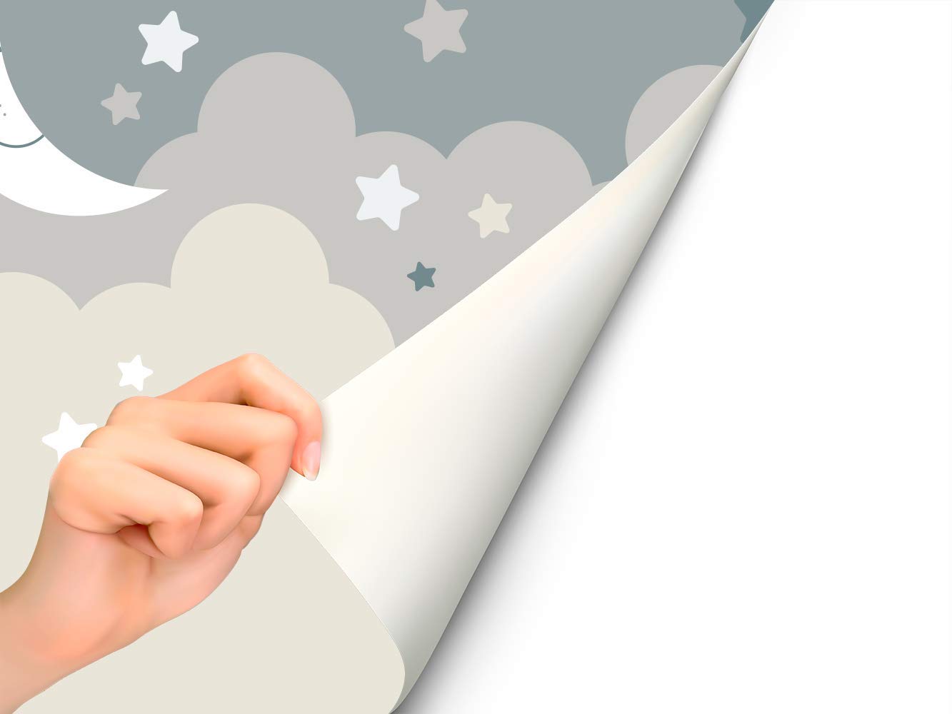 OEDIM Stickers muraux Photo Image | Nuages ​​et Lune pour Enfant | De 600 x 300 cm | Sticker Vinyle Adhésif Autocollant Fond Mural |