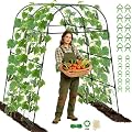 7.2FT Garden Trellis Arch for Raised Garden Beds, Heavy Duty Metal Trellis for Cucumbers, Pumpkins, Beans & Climbing Plants, Walk Through Vegetable Garden Arch with Netting