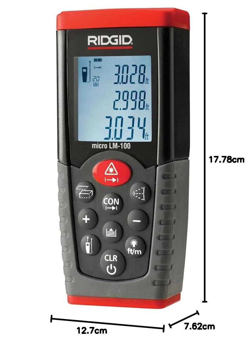 RIDGID 36158 Télémètre laser micro LM-100, télémètre laser numérique pour des relevés de température de surface précis et rapides
