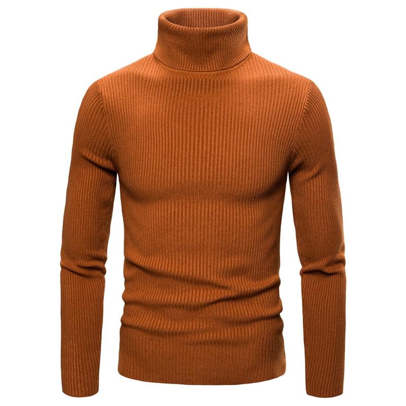 Męski sweter z golfem, solidna casualowa dzika dzianinowa koszula