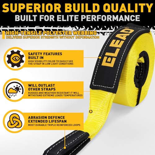 image for ELEAD Recovery Tow Strap Heavy Duty with Hooks 3