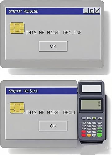 Miniatura 3 de Pegatinas para tarjetas de crédito, calcomanías de vinilo impermeables, diseños vintage y divertidos, paquete de 2 defectos del sistema retro con