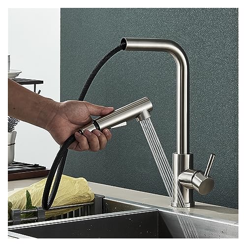 Mitigeur de cuisine extractible noir et nickel pour évier