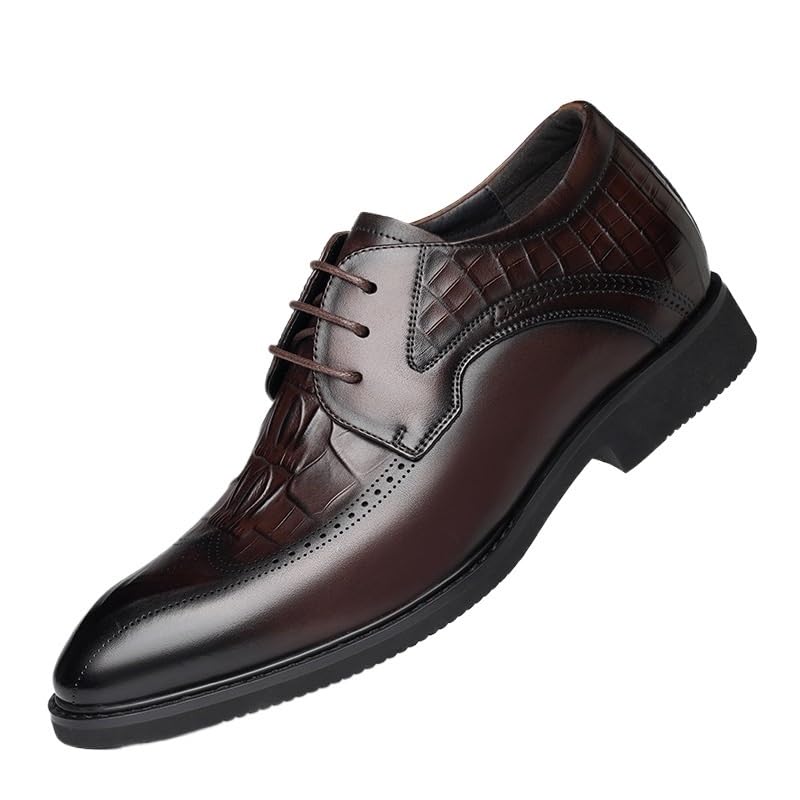 Dress Oxford Shoes for Men Vegan Leather Classic Lace Up Non Slip Block Heel Anti-Slip Slip Resistant Office Business Wingtip Business