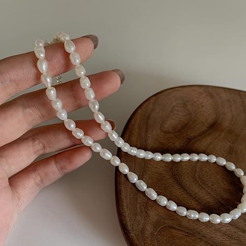 Inzheg Freshwater Pearl Necklace Choker 14K Gold Plating Handmade Dainty Baroque Cultured Gold Pearl Necklace Short Tiny Delicate Vintage Trendy Beach Aesthetic Summer Necklace Jewelry For Women Girls #TOP5