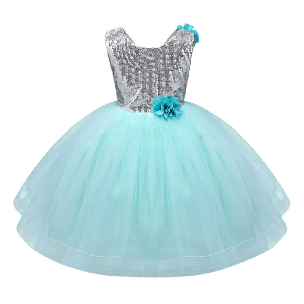 Baby Toddler Girls Wedding Party Princess Dress 1-5 Years Old Kids Sleeveless Sequin Flower Birthday Dress