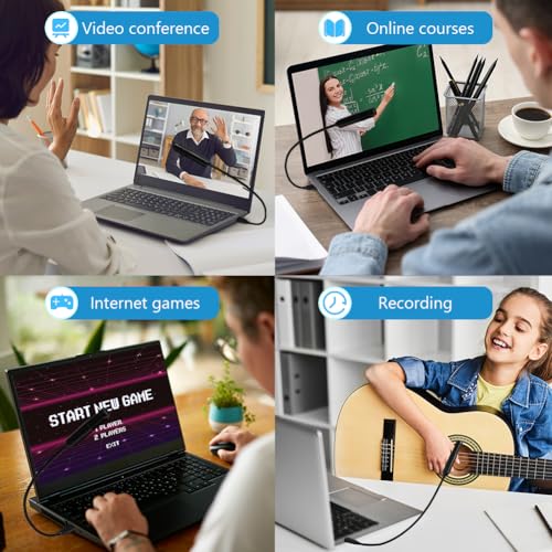 Image of HOTUT USB Microphone for Computer, Conference USB Microphone Metal Computer Condenser PC Mic, 360 Omnidirectional Conference Microphone for Online Chatting,Zoom Call,Online Meeting,Video Conference