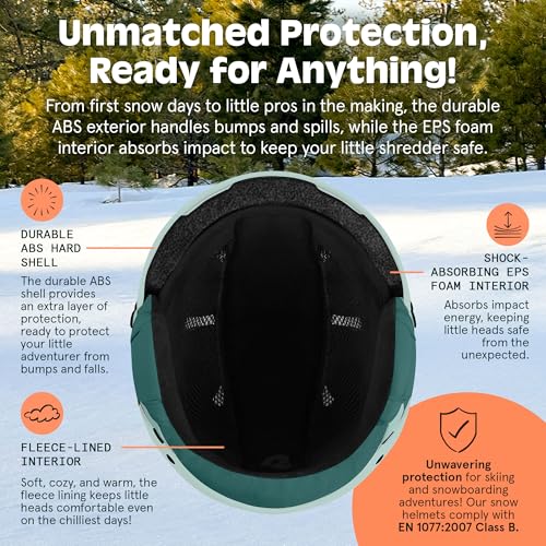 Image of Comstock Kids Ski & Snowboard Helmet with ABS Shell, EPS Impact Protection & 10 Cooling Vents - Adjustable Winter Sports Gear, Goggle Clip