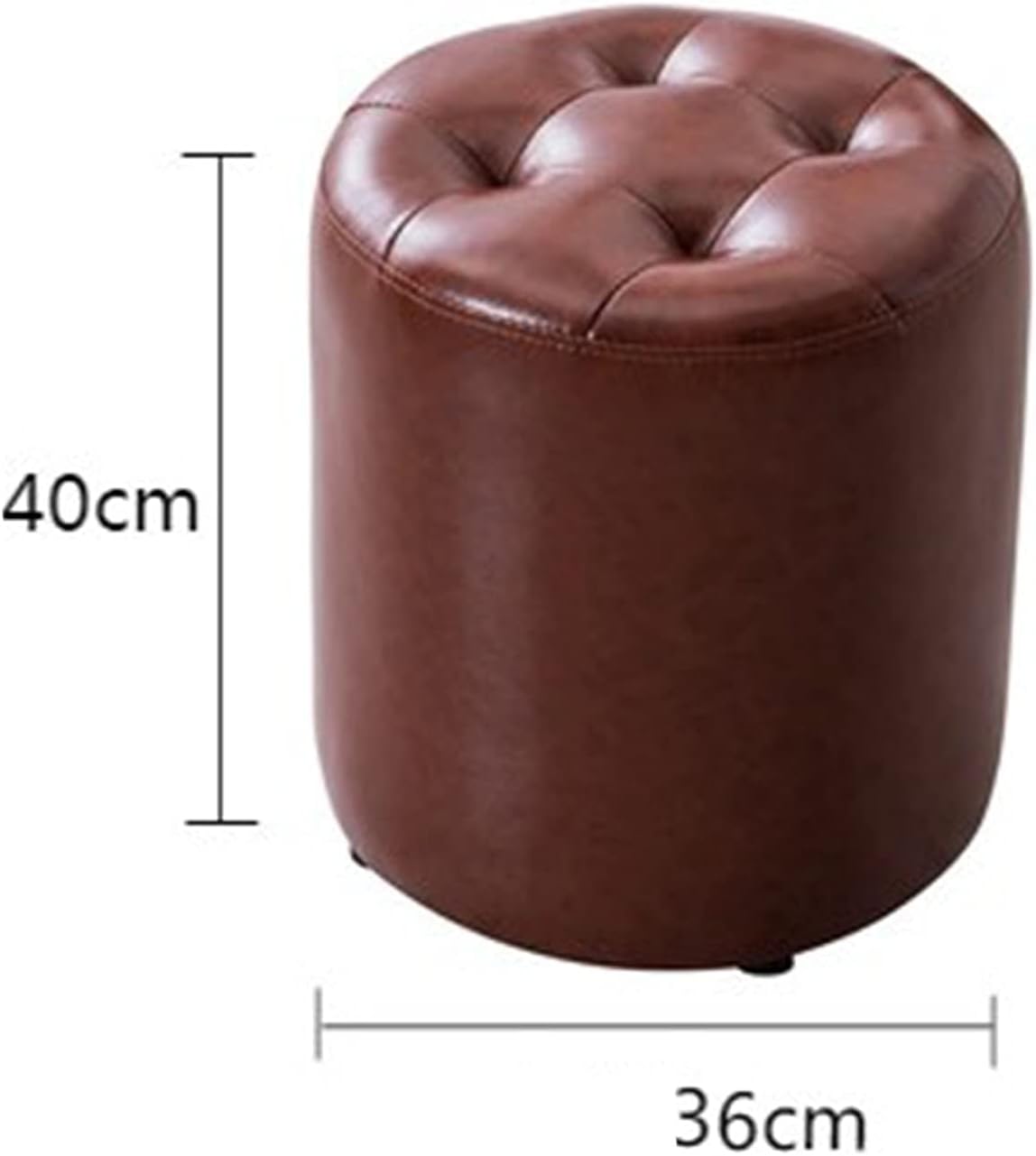 European-Style Leather Sofa and Stool, Round Stool for Living Room Coffee Table, and Stool for Changing Shoes for Household Use. (Color : Yellow)