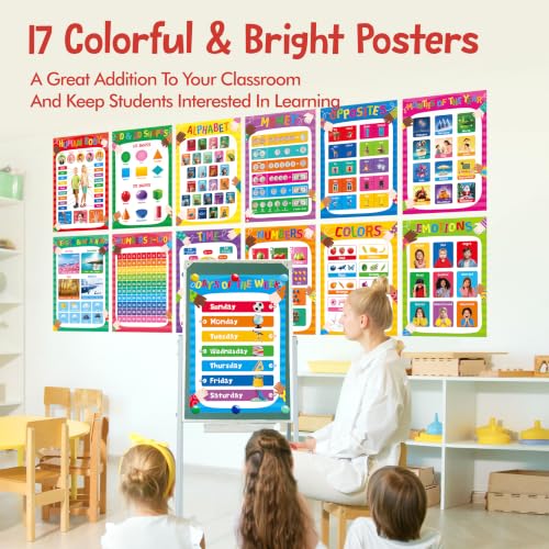 Image of Educational Posters for Kids, 17 PCS All-in-One Set Learning Posters