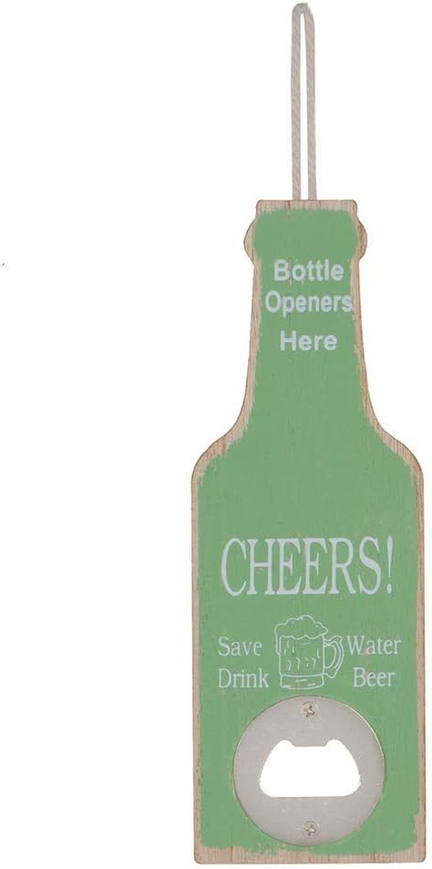 Essentials Multi Color Wooden Decorative Wall Hanging Bottle Opener for Home use/Kitchen use/Restaurant use/Hotel use/bar Tool/Pub Tool (Green)