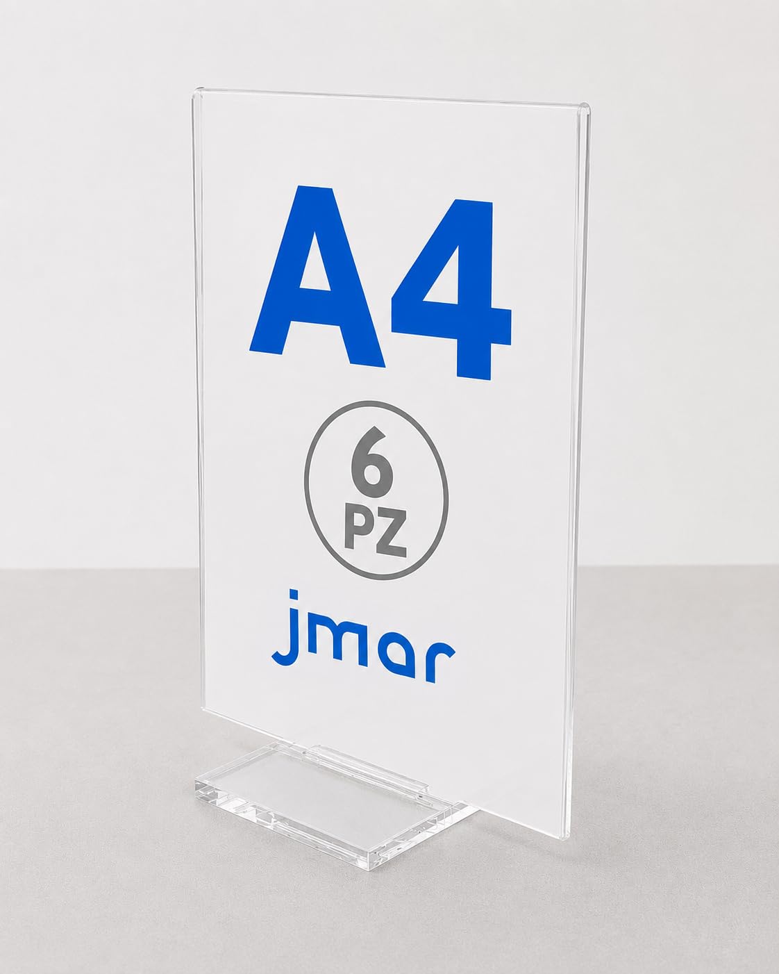 Generico Soporte para menús de acrílico transparente con base estable – Expositor de mesa vertical, porta listas, porta carteles, portafotos de plexiglás para restaurantes, oficinas, tiendas (A4-Set 6