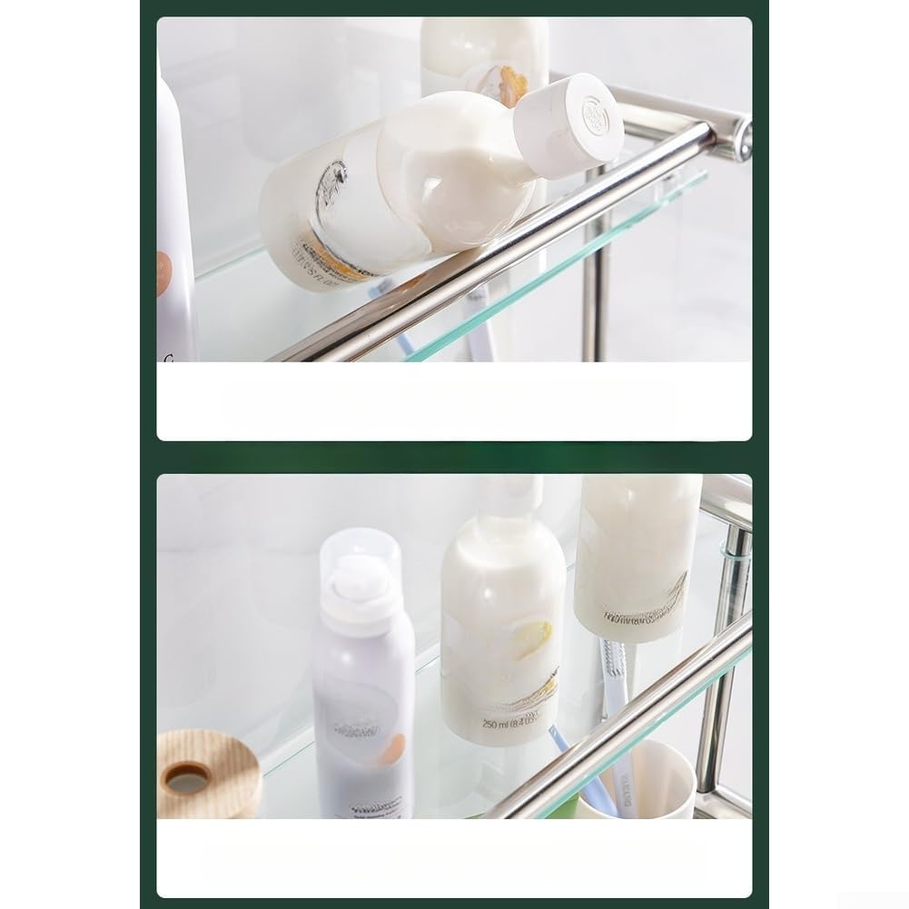 pour étagère Murale Verre Trempé Acier 304 Double Couche 40cm(A)
