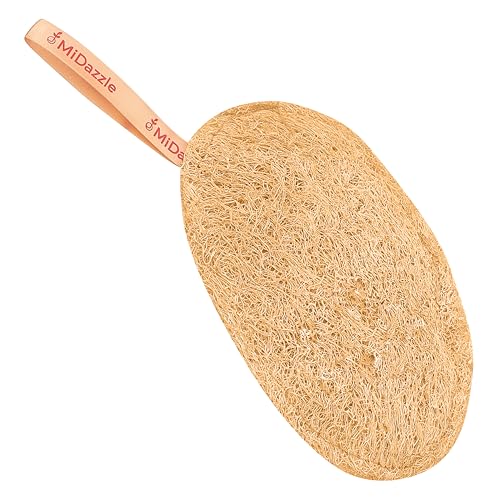 Image of Midazzle Natural Bath Loofah Scrubber - Premium Exfoliating Body Scrubber for Deep Cleansing, High-Lather Foam, Gentle Skin Renewal, Improved Circulation, and Refreshing Bath Experience (MIOL6102)