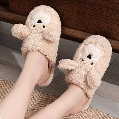 Women Teddy Animal Slippers Cartoon Bear Slippers Cute Plush Indoor Shoes Cozy Anti-Slip PVC Soles2