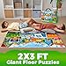 QUOKKA Giant Floor Puzzle for Kids Ages 4-6 – 2x3 Feet Extra-Thick 48 Pieces Toddler Puzzle Ages 3-5 – Garbage Trucks Educational Activity for Boys Girls – Premium Box with Sturdy Handle & Magnetic