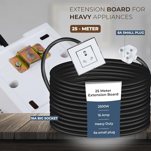 Image of Extension Board Heavy Duty Multi Socket 15A /16A /20A (2500 Watts 6A Small Plug, 25 Meter)