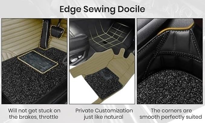 Image of CHIRON 10D Compatible with Maruti Brezza Custom Fitted Faux Leather 10D Antiskid Car Floor Mats - Beige