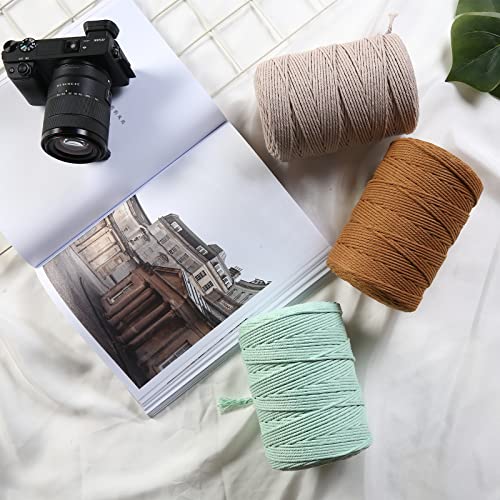 GOHOF Macrame Cord 3mm x 300m Premium Cotton Macrame Rope, 4 Strand Twisted Soft Cotton Cord - Image 3