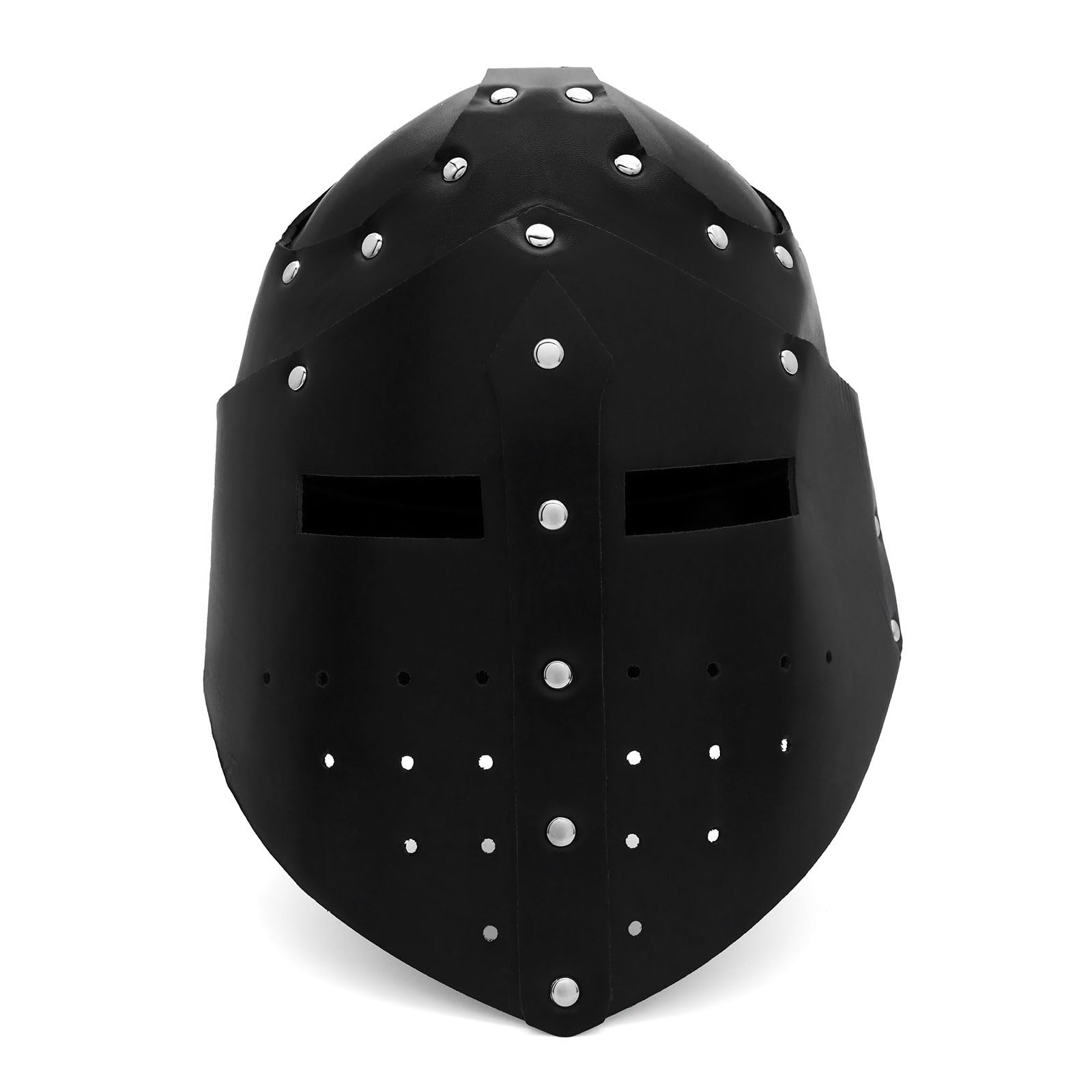 Zkydhbd Unisex Black Leather Templars Crusader Armour Helmet Medievals Knights Helmets Renaissances Medieval Costumes For Halloween Cosplay Medieval Barbute