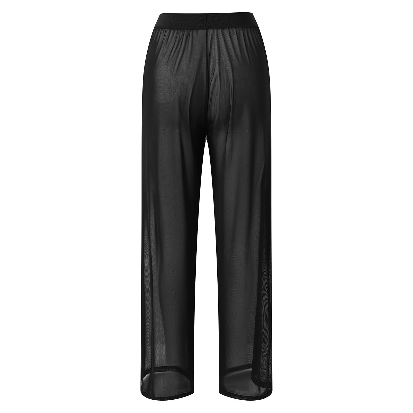 Straight Leg Leggings da donna sexy in rete trasparente, pantaloni da yoga, elasticizzati, in vita elasticizzata, a gamba larga