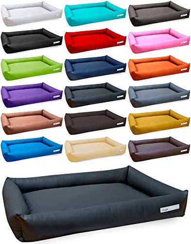 dogsfavorite Hundebett Starter aus Kunstleder dunkelgrau Gr. XL 120 x 90cm Hundekissen Hundesofa Hundebetten Cover