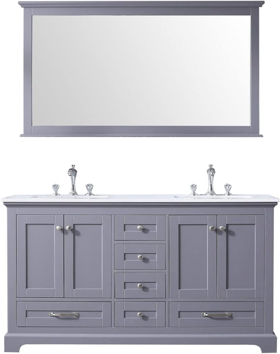 Dukes 84 in. W x 22 in. D White Double Bath Vanity and White Quartz Top