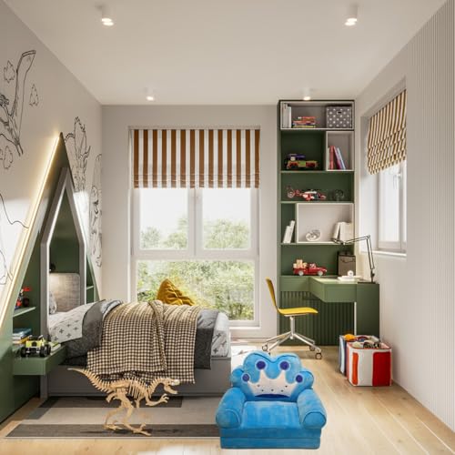 Funda para sofá infantil azul en cuarto de juegos, cubierta lavable elástica para jugar sin manchas 8