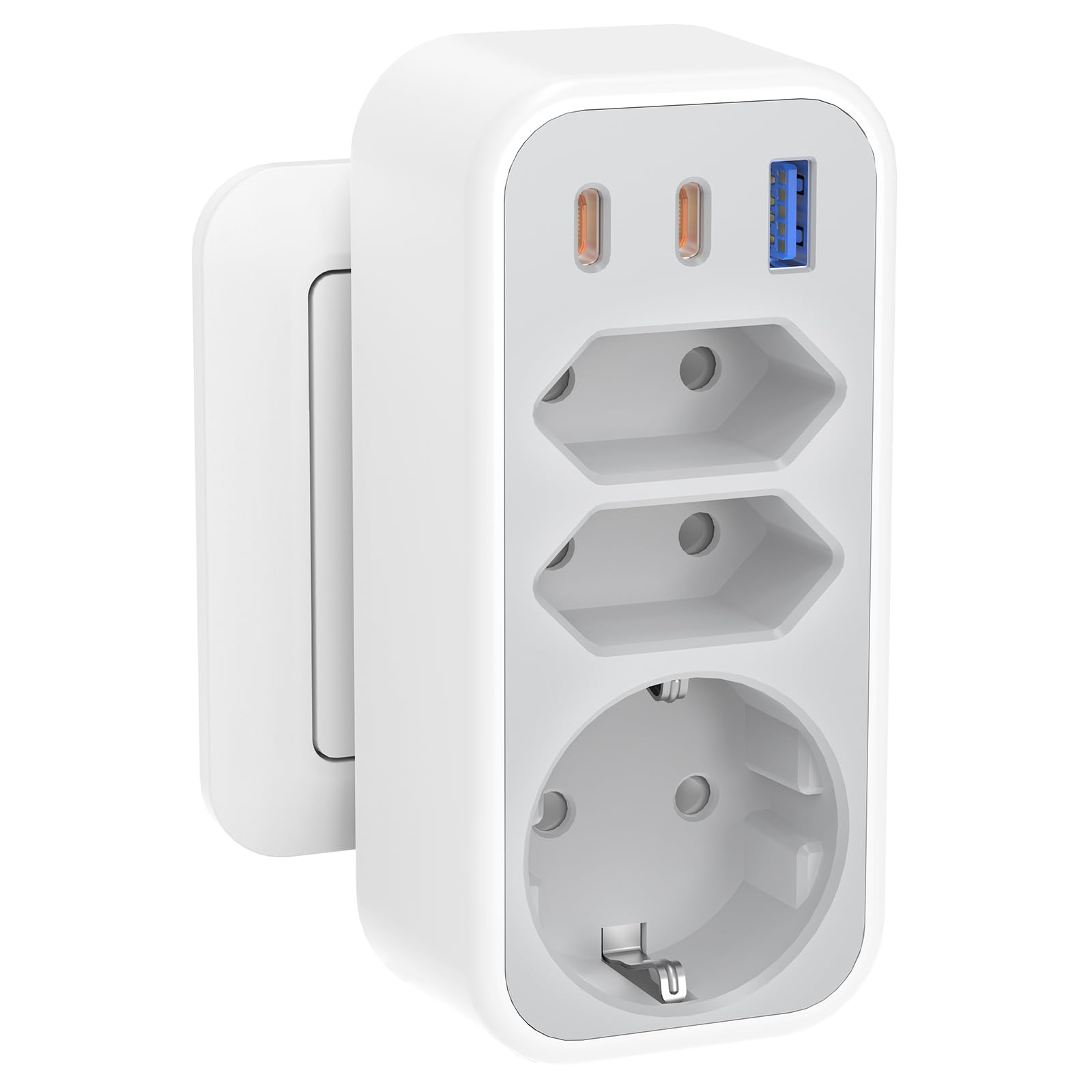 6 in 1 Mehrfachstecker Doppelstecker für Steckdose Mehrfachsteckdose mit 3 USB STGAROT 4000W/16A 3 Fach Steckdosenadapter mit 2 PD20W USB-C Mehrfachstecker für Steckdose