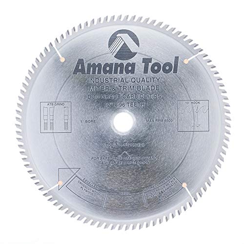Holiday Deals 🛒 Amana Tool - 612960 Carbide Tipped Trim 12" Dia x 96T ATB, 10 Deg, 1" Bore