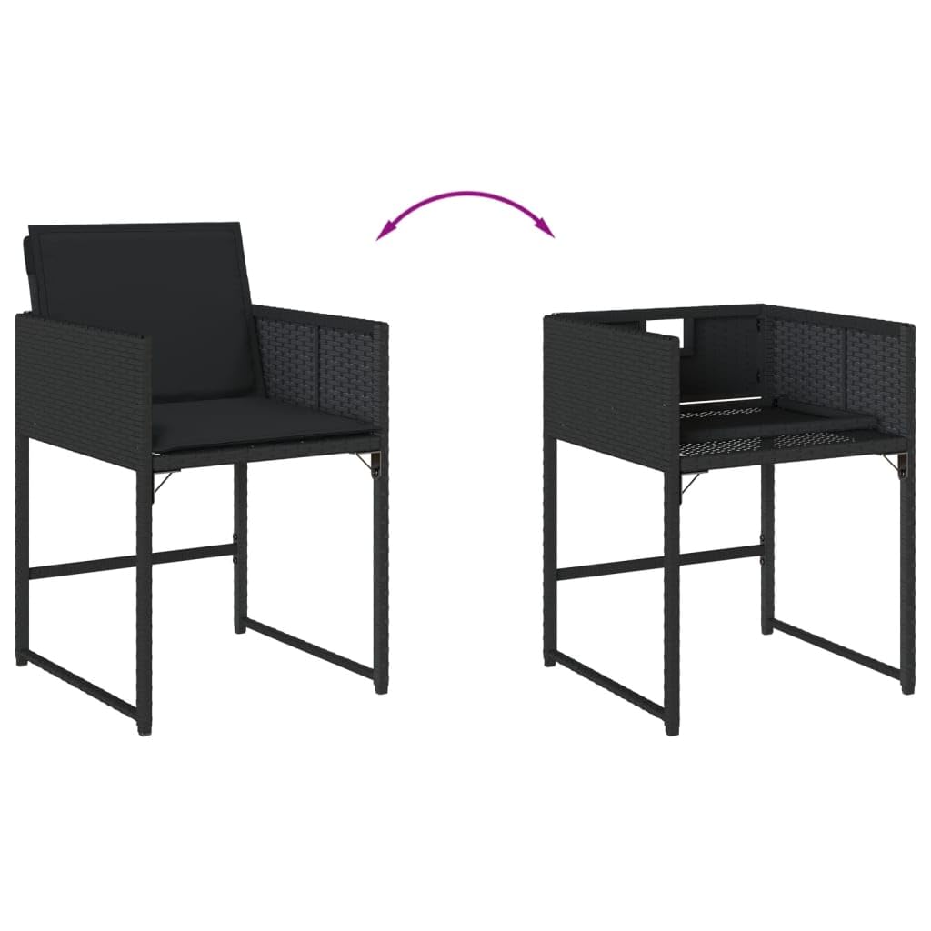 vidaXL Ensemble à Manger de Jardin Coussins 5pcs Noir Résine tressée