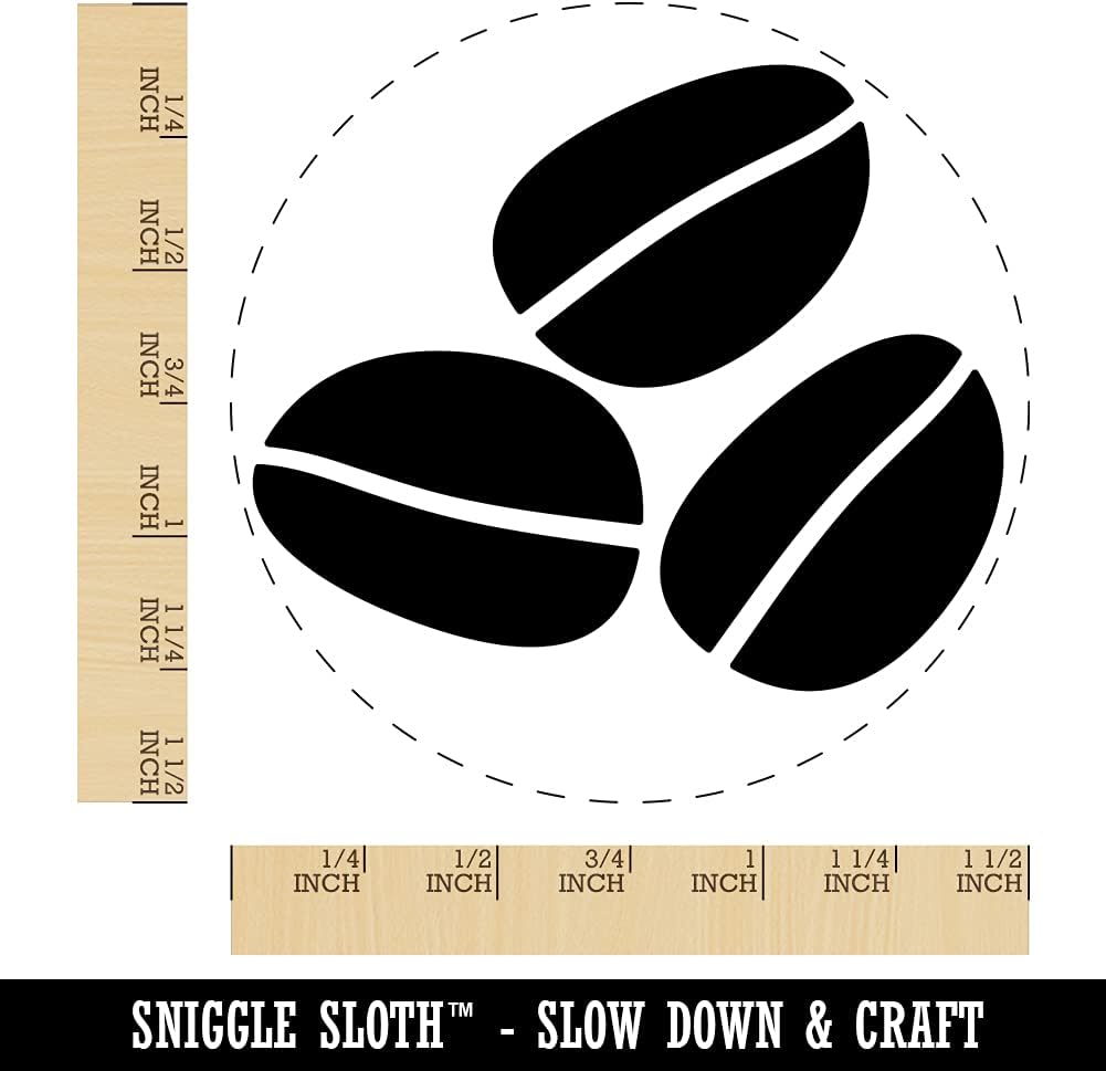 Coffee Beans Trio Self-Inking Rubber Stamp Ink Stamper for Stamping Crafting Planners - 1-1/2 Inch Large - Blue Ink