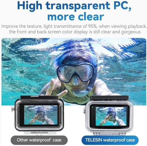 Image of TELESIN Waterproof Case for DJI Action 5 /4 /3 Camera Accessories, with Anti-Fog Underwater Housing Shell Cage Supports 45M /148FT Deep Diving Scuba Snorkeling Swimming with Quick Release Screw.