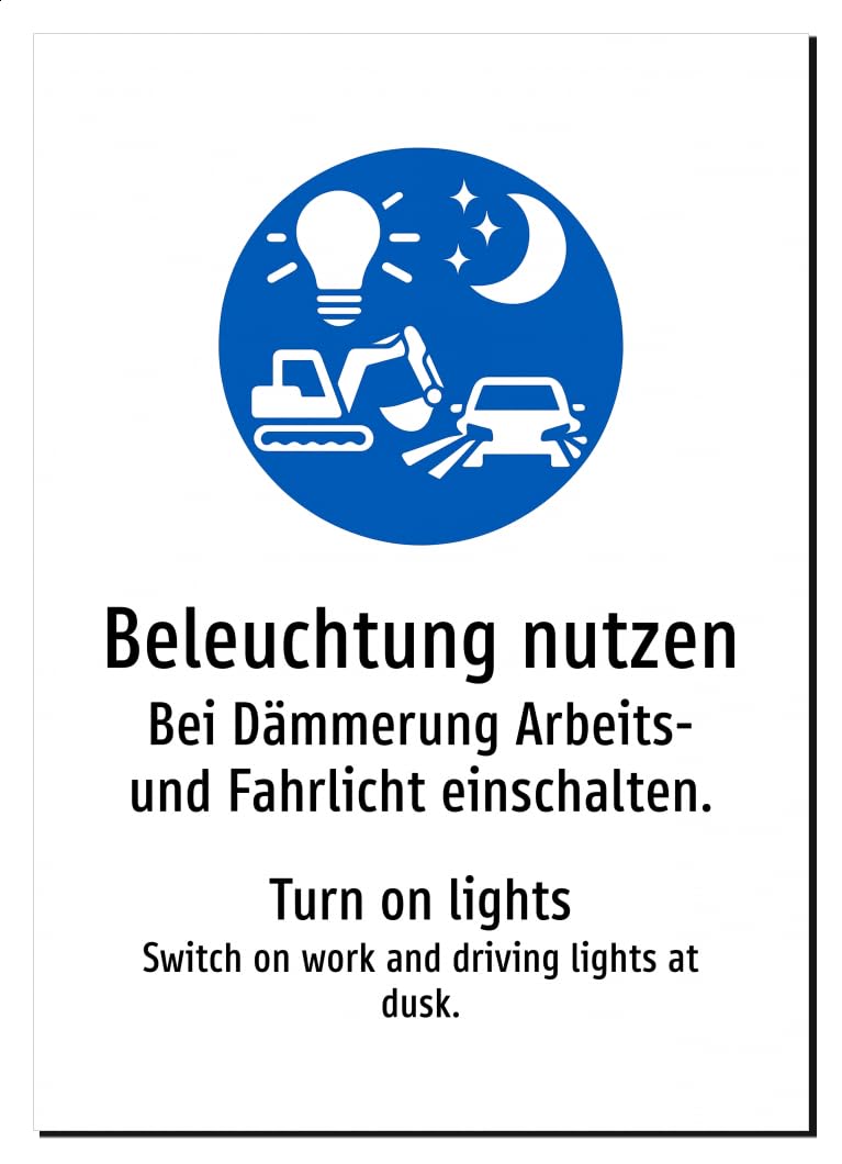 50755-DEEN-S-06 | Beleuchtung nutzen Schild/Aufkleber – Deutsch