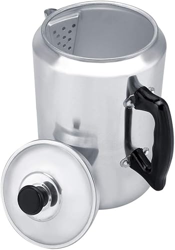 Miniatura 7 de Cafetera de aleación de aluminio, percoladora de café, estufa de tetera con tapa, para larga duración y fácil de limpiar