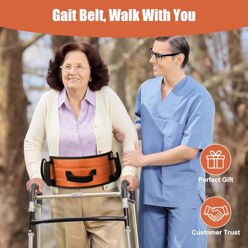 Rhino Valley Gait Belt Transfer Belt for Senior with 7 Handles, 59" Anti-Slip Transfer Belt for Elderly, Lift Belt with Quick Release Buckle, Medical Nursing Safety Patient Assist, Orange by Rhino Valley - Image 8