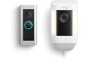 Ring Wired Doorbell Pro with Ring Spotlight Cam Pro and Smart Lighting Transformer - White