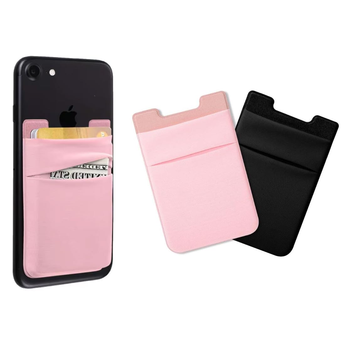 Porte-cartes Autocollant Pour Téléphone - Lot De 2, élastique, Sans Résidu - Pour Carte D'identité, Cartes De Crédit - Compatible Plupart Smartphones